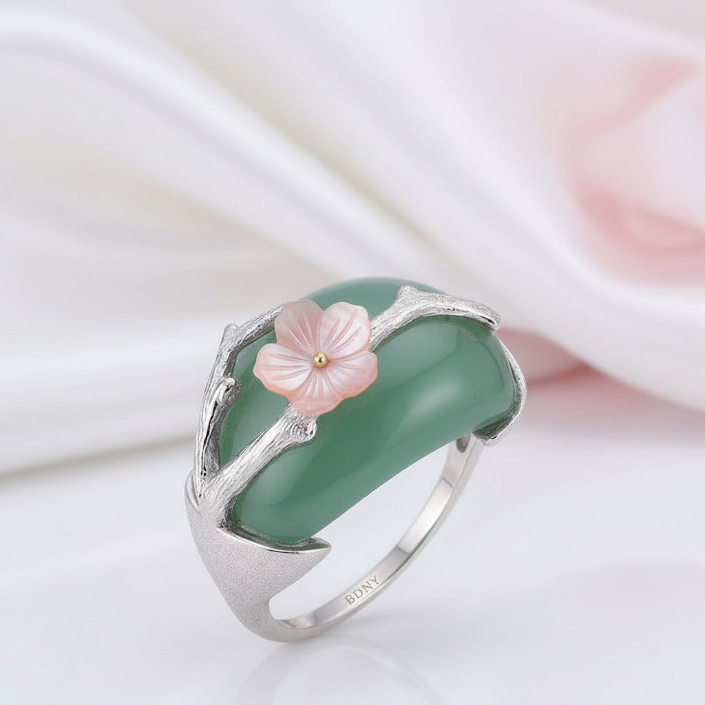 Plum Flower Ring-Black Diamonds New York
