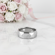 Polish Light-Reflective Tungsten Band Men's Ring-Black Diamonds New York