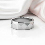 Polish Light-Reflective Tungsten Band Men's Ring-Black Diamonds New York