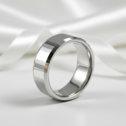 Polish Light-Reflective Tungsten Round Band Men's Ring-Black Diamonds New York