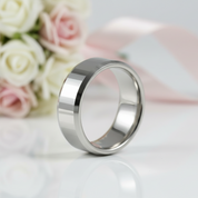 Polish Light-Reflective Tungsten Round Band Men's Ring-Black Diamonds New York