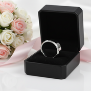 Polished Tungsten Steel Men's Band Ring-Black Diamonds New York