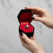 Power- Colorless Kite-Shaped Diamond 14k White Gold Unique Ring-Black Diamonds New York