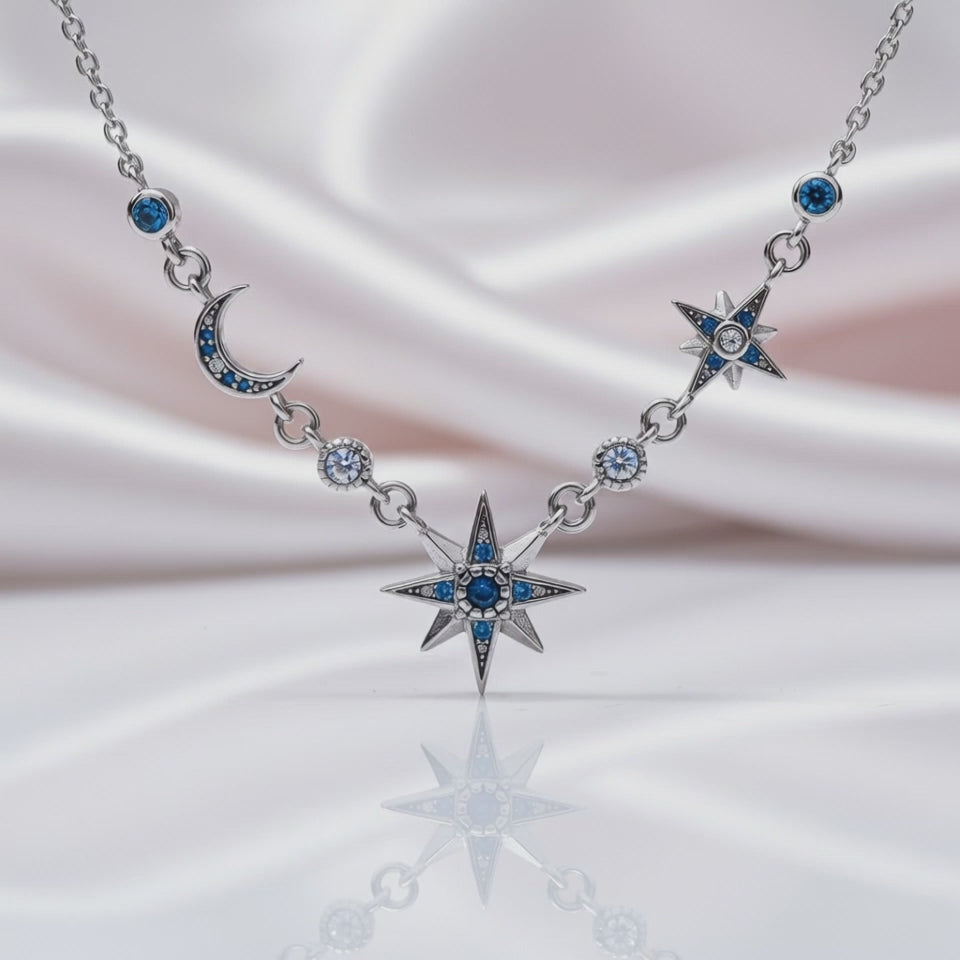 Moon & Star Link Chain Necklace