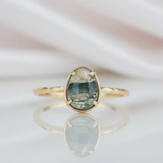 Natural Moss Agate Vintage Ring