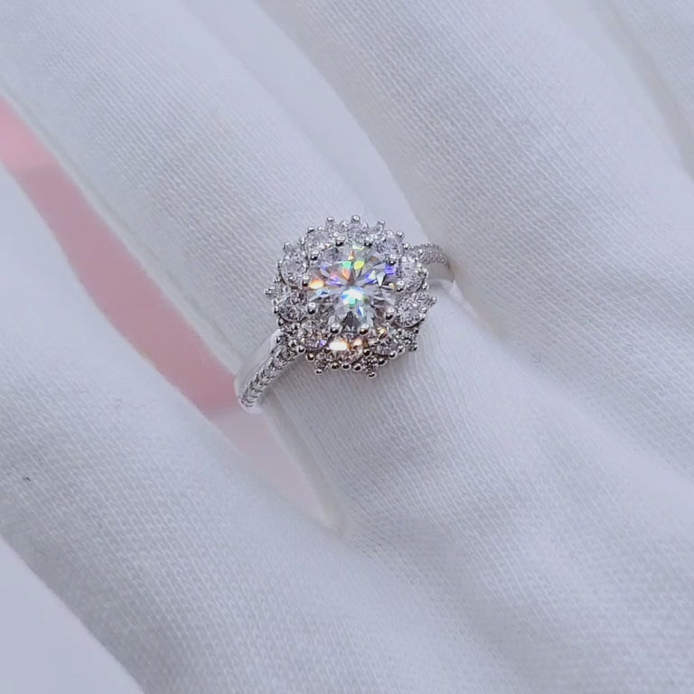 0.5-1CT Diamond Option Flower Engagement Ring