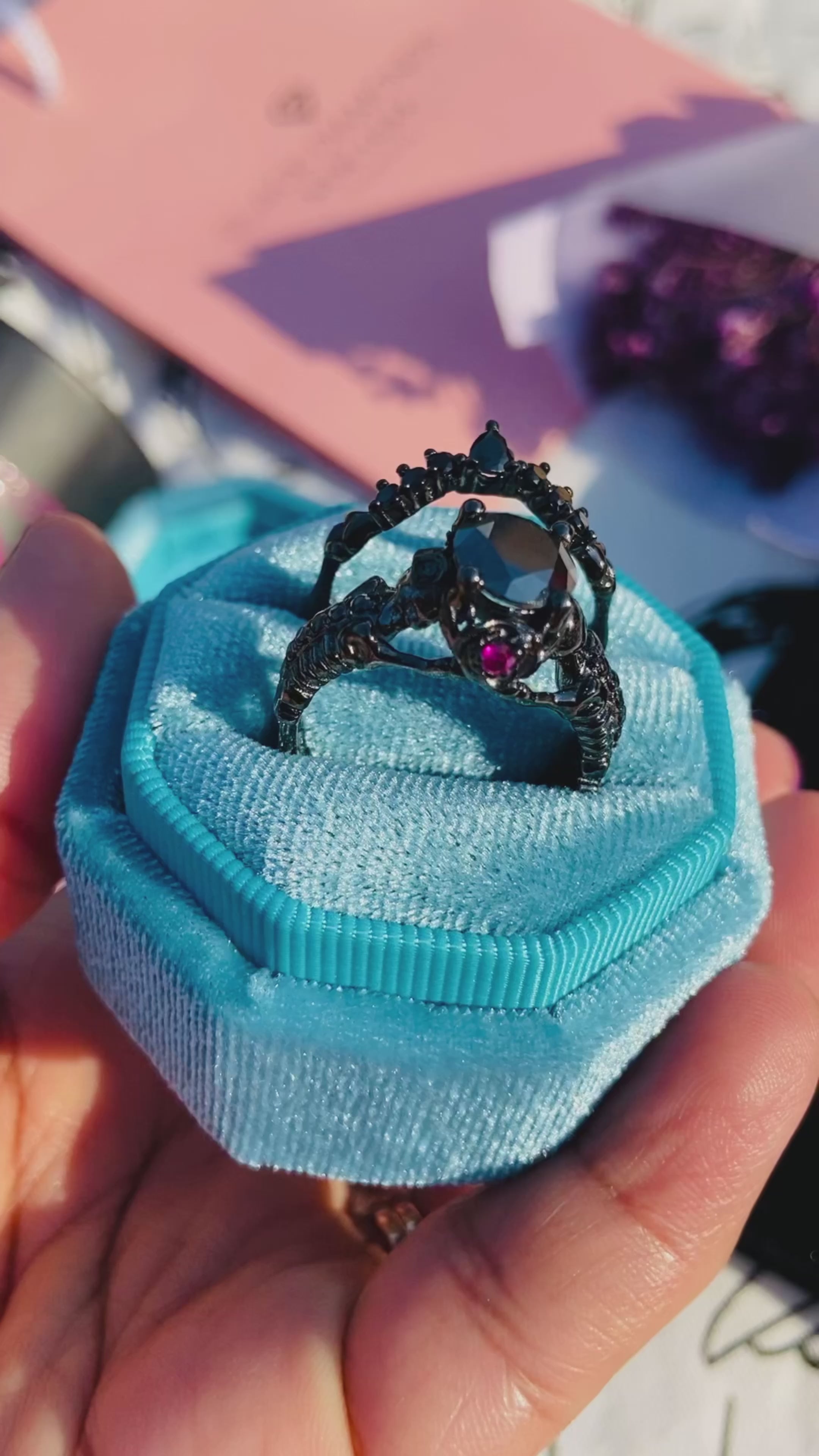 Together Forever- 1.25 Carat Black Diamond Gothic Ring Set