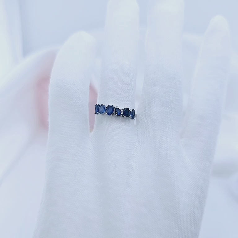 3*4mm Blue Sapphire Wedding Band
