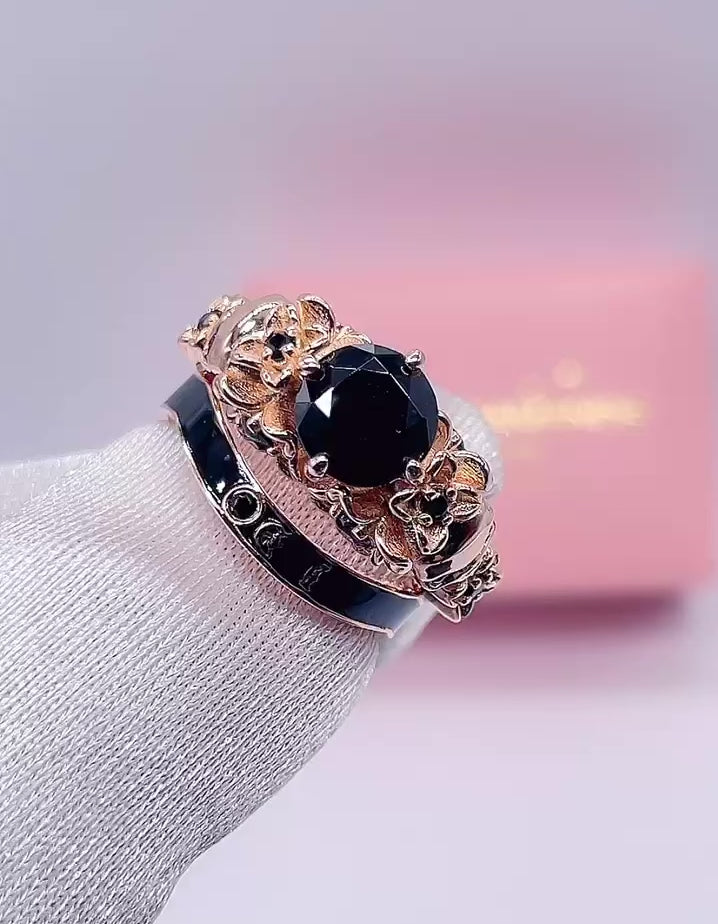 18K Gold Gunmetal Skull Wedding Ring Set for Couples Gothic Scary Skull  Halloween Jewelry : Amazon.de: Fashion