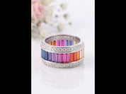 11mm Rainbow Crystal Pave Setting Promise Ring