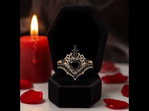 Queen of Hearts- Heart Shape Diamond Gothic Wedding Ring