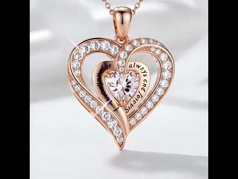 Heart-cut Gemstone I Love You Engraved Heart-shaped Birthstone Necklace