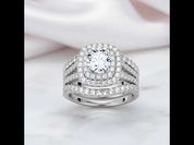 3Pcs 2.0 ct Round Diamond Option Blue Side Stone Ring Set
