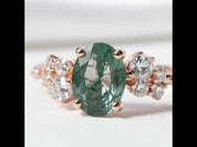 1.18 ctw Oval Cut Moss Agate Antique Bridal Engagement Ring