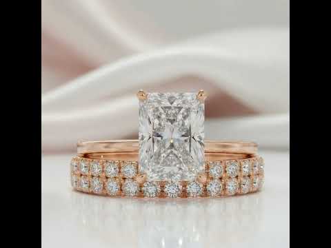 3 Carat Radiant Cut Lab Grown Diamond Ring Set in 14K Gold