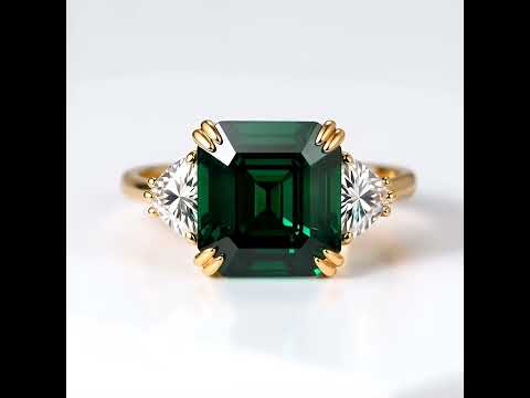 4.5ct Simulated Paraiba Tourmaline Asscher Cut Three Stone Engagement Ring