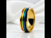 Rainbow 8mm Tungsten Carbide Men's Ring