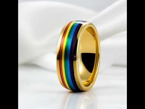 Rainbow 8mm Tungsten Carbide Men's Ring