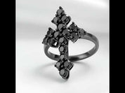 Round-cut Black Spinel Gothic Cross Ring