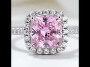 1.5 Carat Cushion Cut Pink Halo Engagement Ring