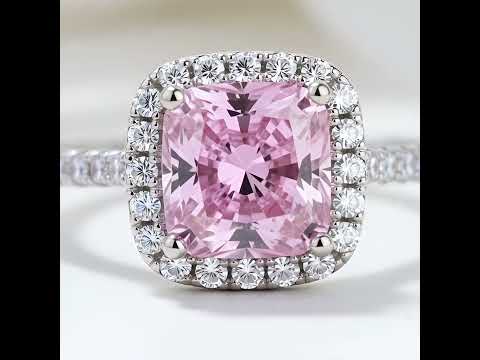 1.5 Carat Cushion Cut Pink Halo Engagement Ring