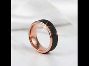Rose Gold Tungsten Wedding Band with Sandstone Wedding Band