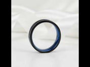 Blue Center Groove Tungsten Men's Wedding Band