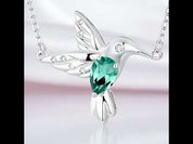 Mint Green Diamond Hummingbird Pendant Necklace
