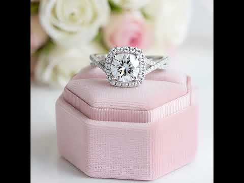 18k Round Cut Halo Diamond Infinity Engagement Ring