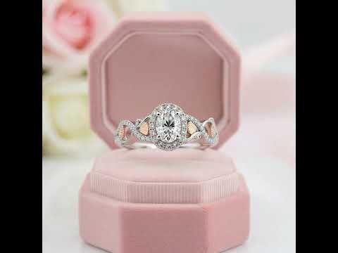 10k White Gold 5*7mm Oval Cut Halo Diamond Option Engagement Ring