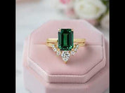 Classic Yellow Gold 3 carat Emerald Cut Wedding Ring Set