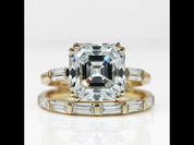 14K Yellow Gold 4.5ct Asscher Cut Diamond Option Ring Set