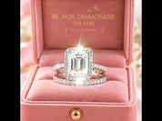 4.0ct Halo Emerald Cut Wedding Ring Set