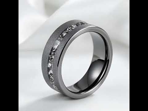 Sanded 8mm Black Tungsten Wedding Band
