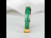 Green Opal Simulated Emerald Green Stainless Steel Ring