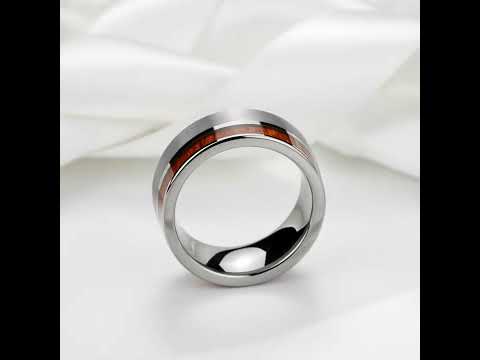 Tungsten Carbide Wood Color Brushed Ring