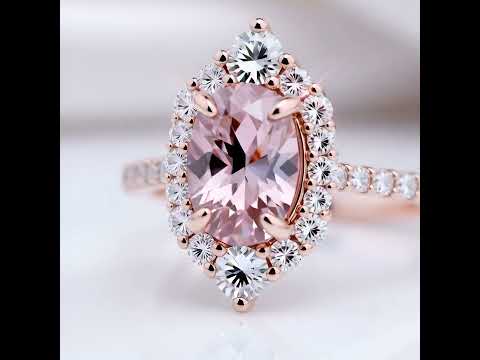 Rose Gold Morganite Oval Cut Engagement Ring