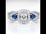 Princess Cut & Blue Pear Diamond Option Ring Set