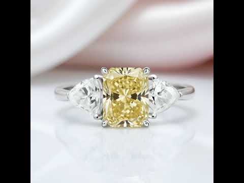 3.0ctw Yellow Radiant Cut Diamond Option Three-Stone Engagement Ring