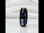 Blue Diamond Black Dome Celtic Knot Tungsten Men's Ring