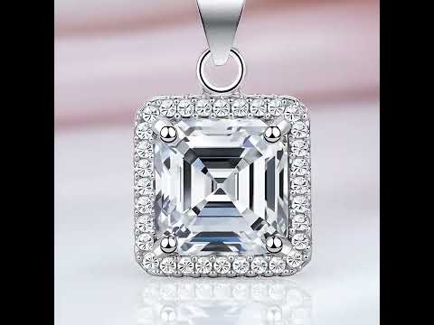 2.5 Ct Asscher Cut Diamond Option Halo Necklace
