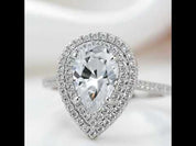 White Gold Double Halo Pear Cut Engagement Ring