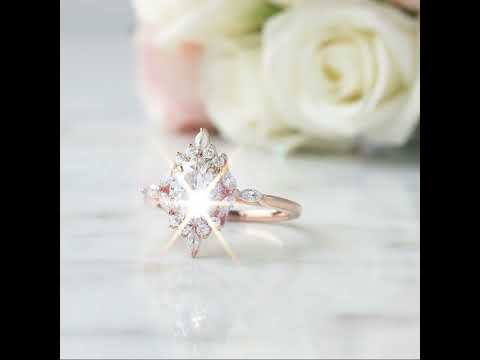 14k Gold Oval Cut 1.0 Ct Diamond Option Antique Flower Engagement Ring