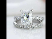 4.0ct Radiant Cut White Sapphire Wedding Ring Set