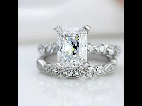 4.0ct Radiant Cut White Sapphire Wedding Ring Set