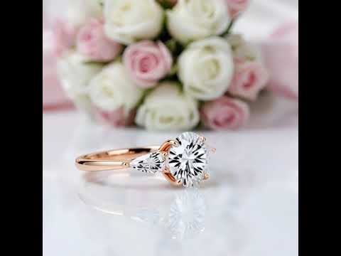 2ct Round cut Diamond Option Three Stone Rose Gold Ring