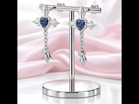 Mystic Heart Cross Drop Earrings