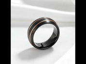 Double Line Inlay Black Tungsten Carbide Men's Ring