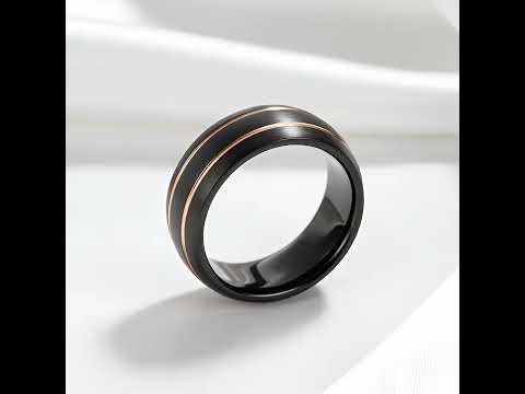 Double Line Inlay Black Tungsten Carbide Men's Ring