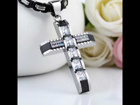 Men's Cross Byzantine Chain Necklace – Black Diamonds New York